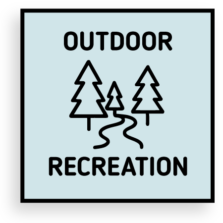 Outdoor recreation, with trees. 