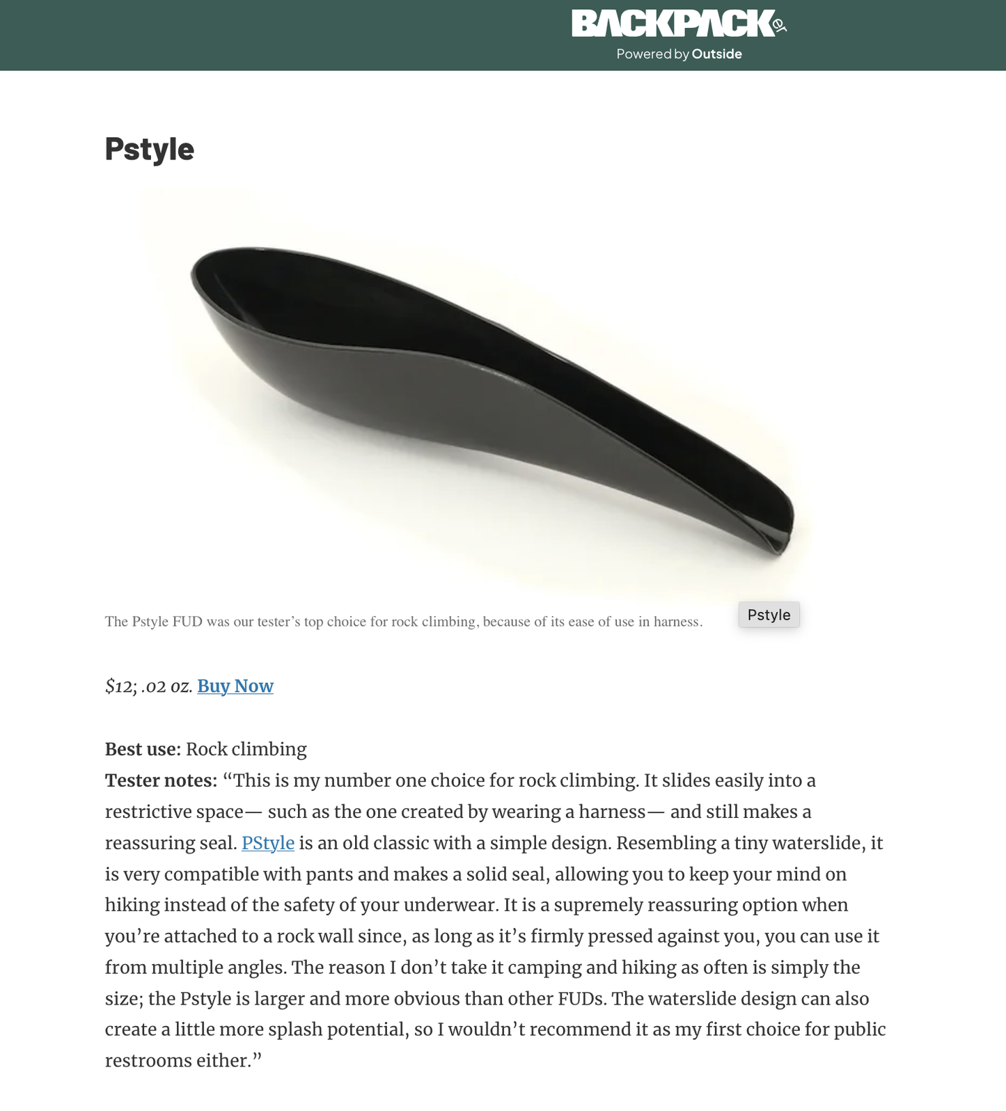 Screenshot of an article from Backpacker Magazine.