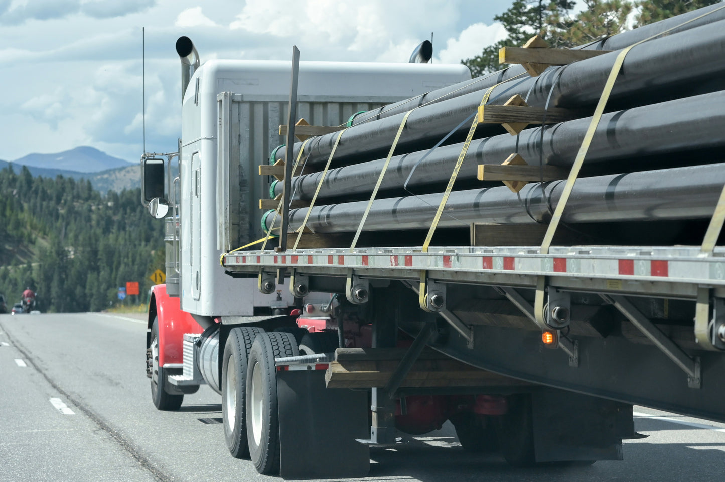A truck carrying freight. 