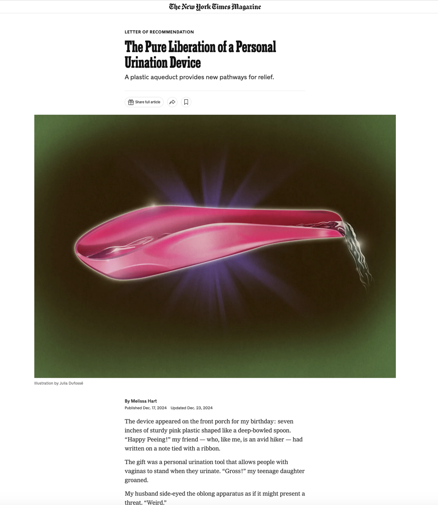 Screenshot of an article about the pStyle in the New York Times. 
