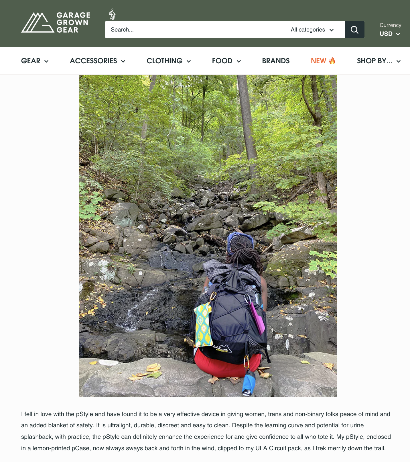 Screenshot of an article from Garage Grown Gear